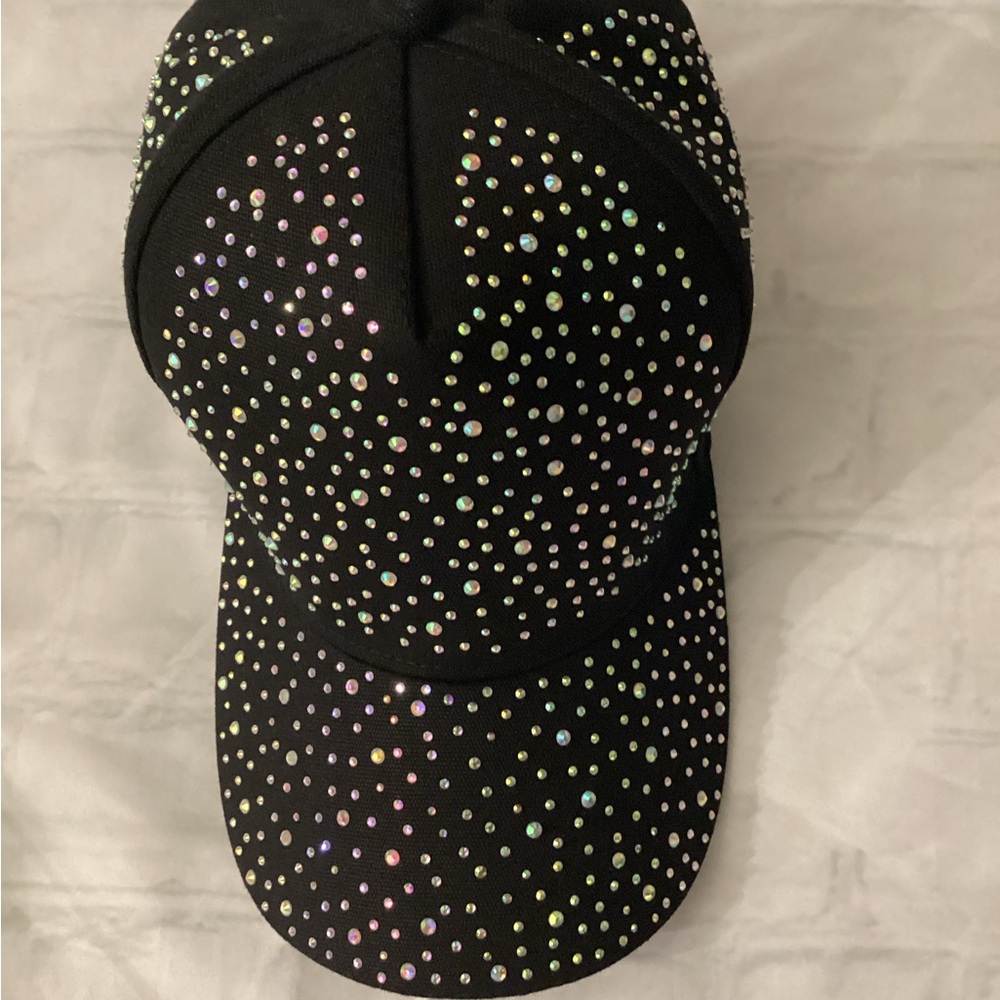 Black Rhinestone Studded Cap